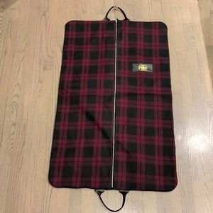Vintage TWA Airlines Garment Bag Red Black Plaid Suiter Travel Luggage Logo